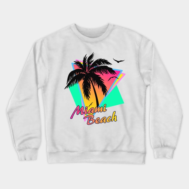 Miami Beach Cool 80s Sunset Crewneck Sweatshirt by Nerd_art
